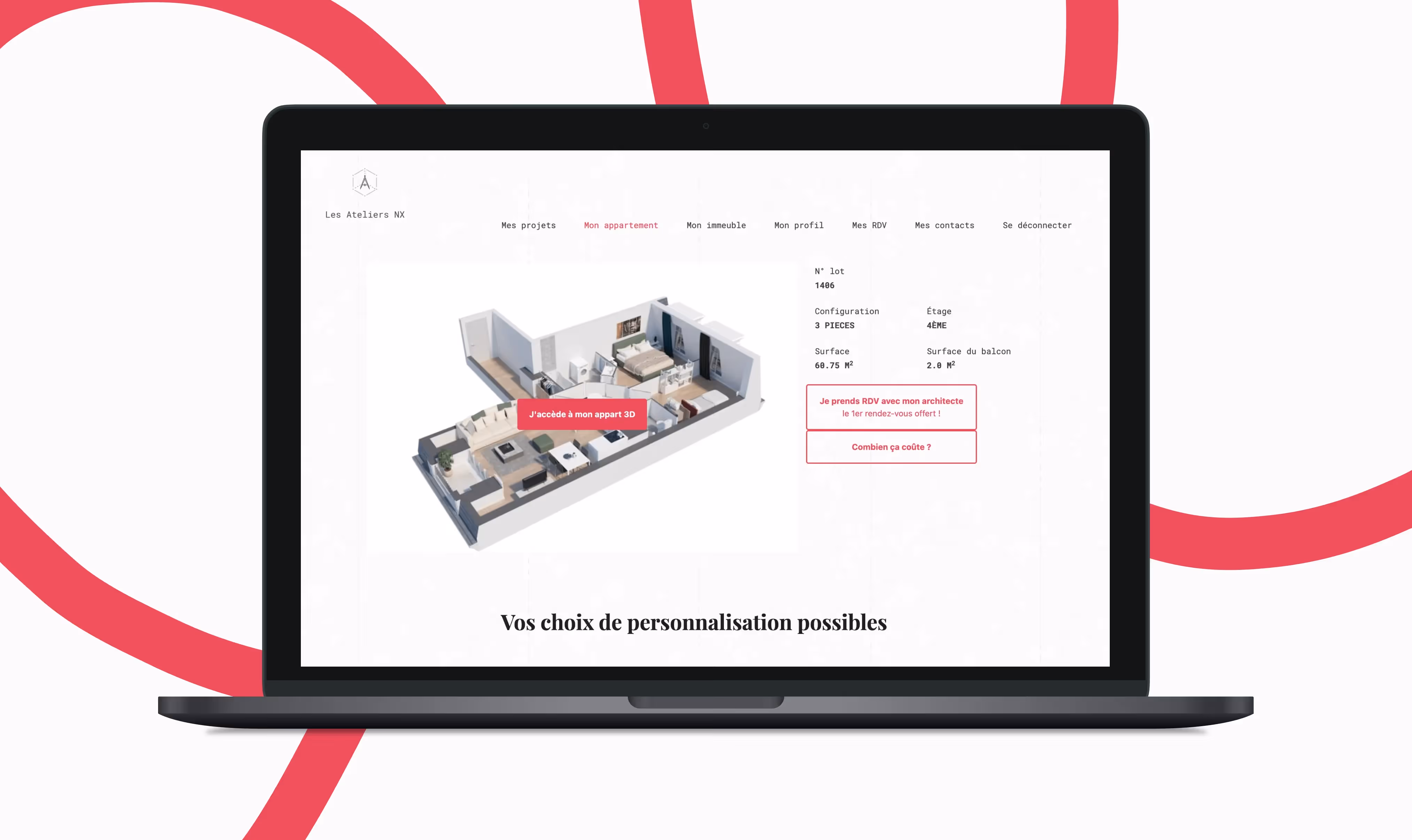 Interface der Nexity Plattform